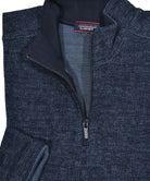 Luxury tech fabric is lightweight and cool with a finish that feels like soft velour. Classic zip mock model with an open bottom and open sleeve for a cool, contemporary image.   Light weight, soft with a two color rich weave.  Classic shaped fit.