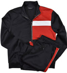 Invigorate your lifestyle with the Gionfriddo soft sateen leisure set. The coat features an inset color block with classic ribbed cuffs and waist band as well as side pockets. The draw string pant has open bottoms and side pockets. Medium weight, soft material with a slight sheen for a fashion look and feel. Classic fit.  Italian Sport Leisure Set  Side slash pockets. Open cuff and bottom. Medium weight fabric. Classic Fit.