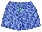 Our cool microfiber fabric swim shorts feature a unique pattern sure to set your image at the pool or beach.  Classic quick dry fabric. Elastic stretch waist band with fashion draw strings. Side slash pockets and back pocket. Mesh lining. Modern fit, order up one size if between sizes. Buildings print swim suit, by Marcello Sport.