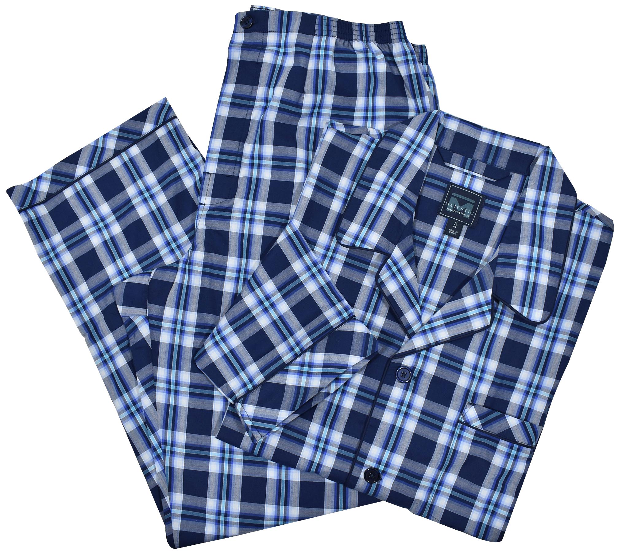 ZM12419 Majestic Navy Plaid Pajama - Marcello Sport