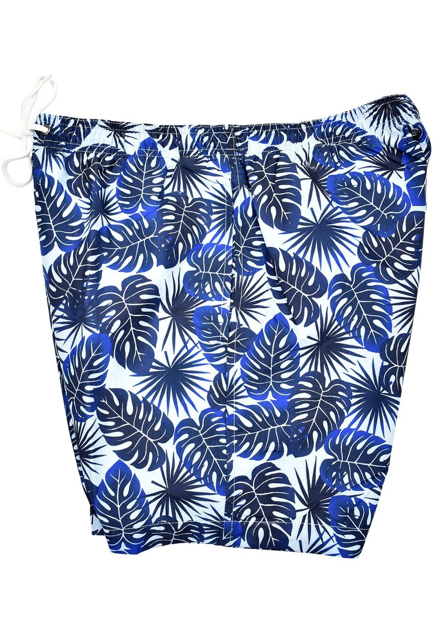 Microfiber bathing suit for quick dry comfort. Medium length, side slash pockets, single back pocket, mesh lining and draw strings