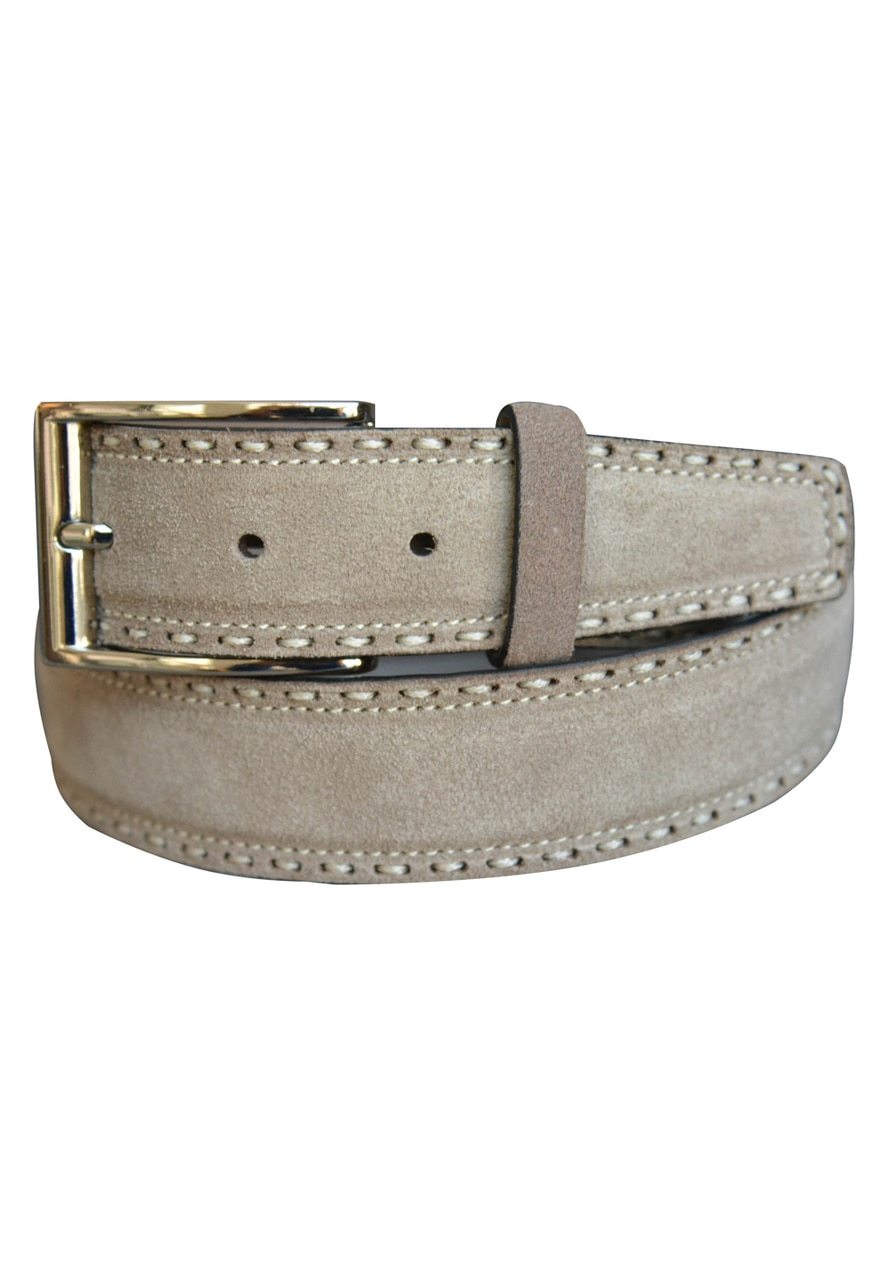 Marcello Men's Tan Suede Pic Stitch Belt