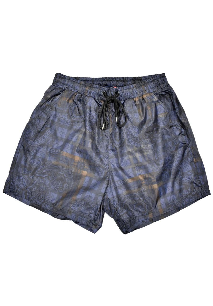 Microfiber bathing suit for quick dry comfort. Medium length, side slash pockets, single back pocket, mesh lining and draw strings.