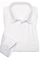 Marcello Sport striped white shirt is Perfect for the office and a night out. This shirt is sure to illicit complements, a great looking shirt to emphasize your good looks.  For guys that have to move up a size due to the belly being be to tight, but then have way too much fabric in the arms and shoulders. This new fit pairs a standard shoulder size with a mid section one size larger.