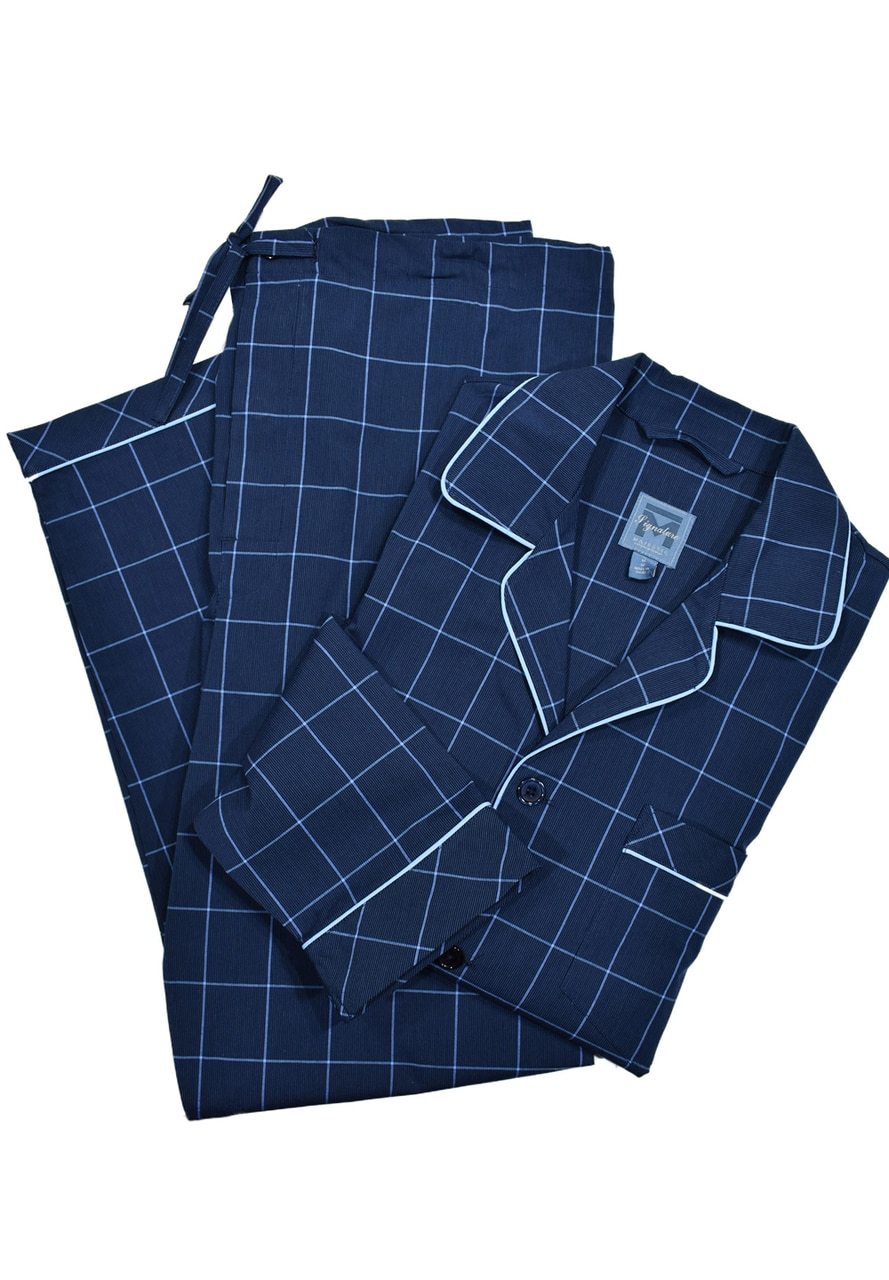 ZM108190-407 Majestic Navy Window Pane Pajama - Marcello Sport