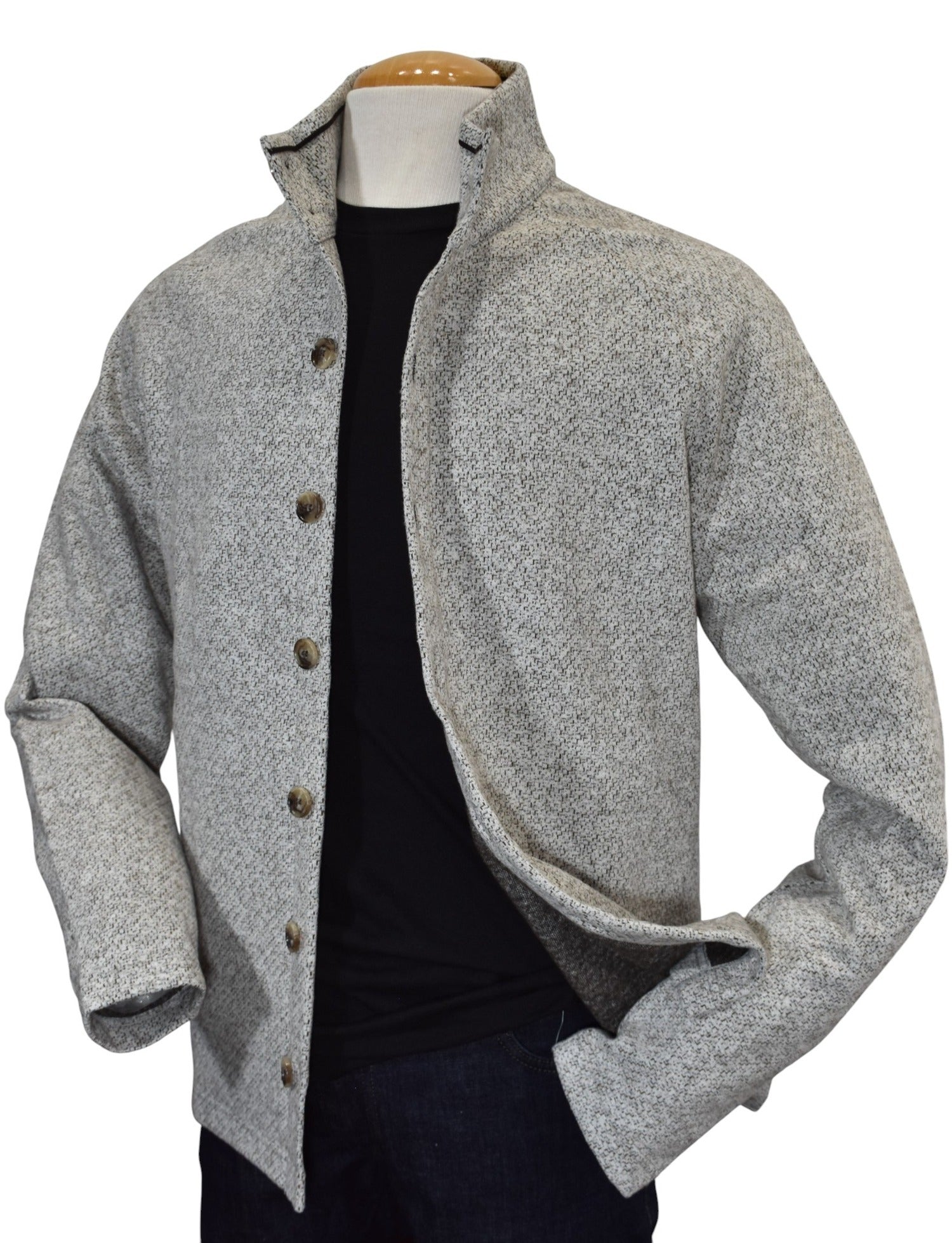 Marcello abstract ivory/tan button front cardigan