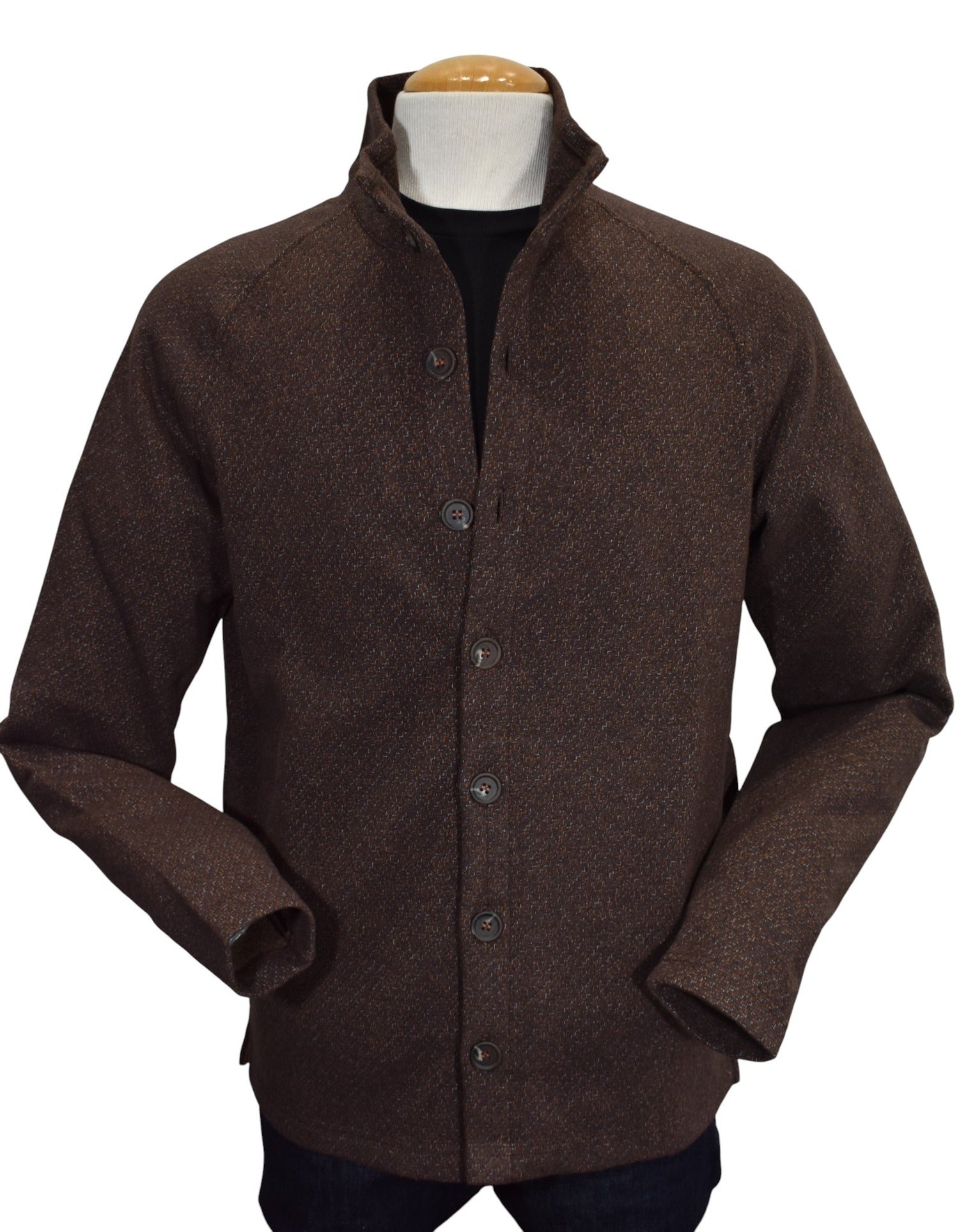 Marcello abstract coffee/rust button front cardigan.