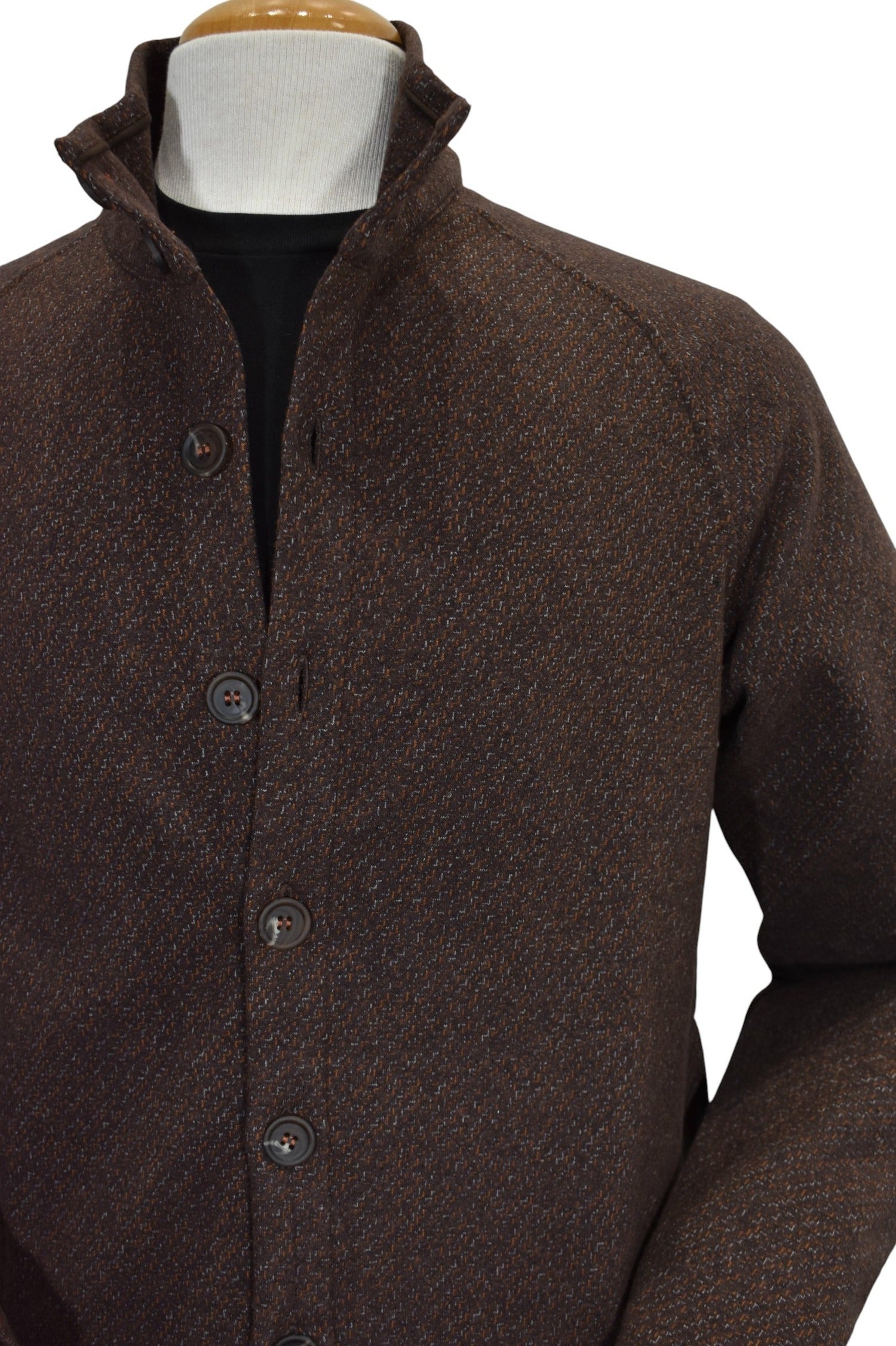 Marcello abstract coffee/rust button front cardigan.
