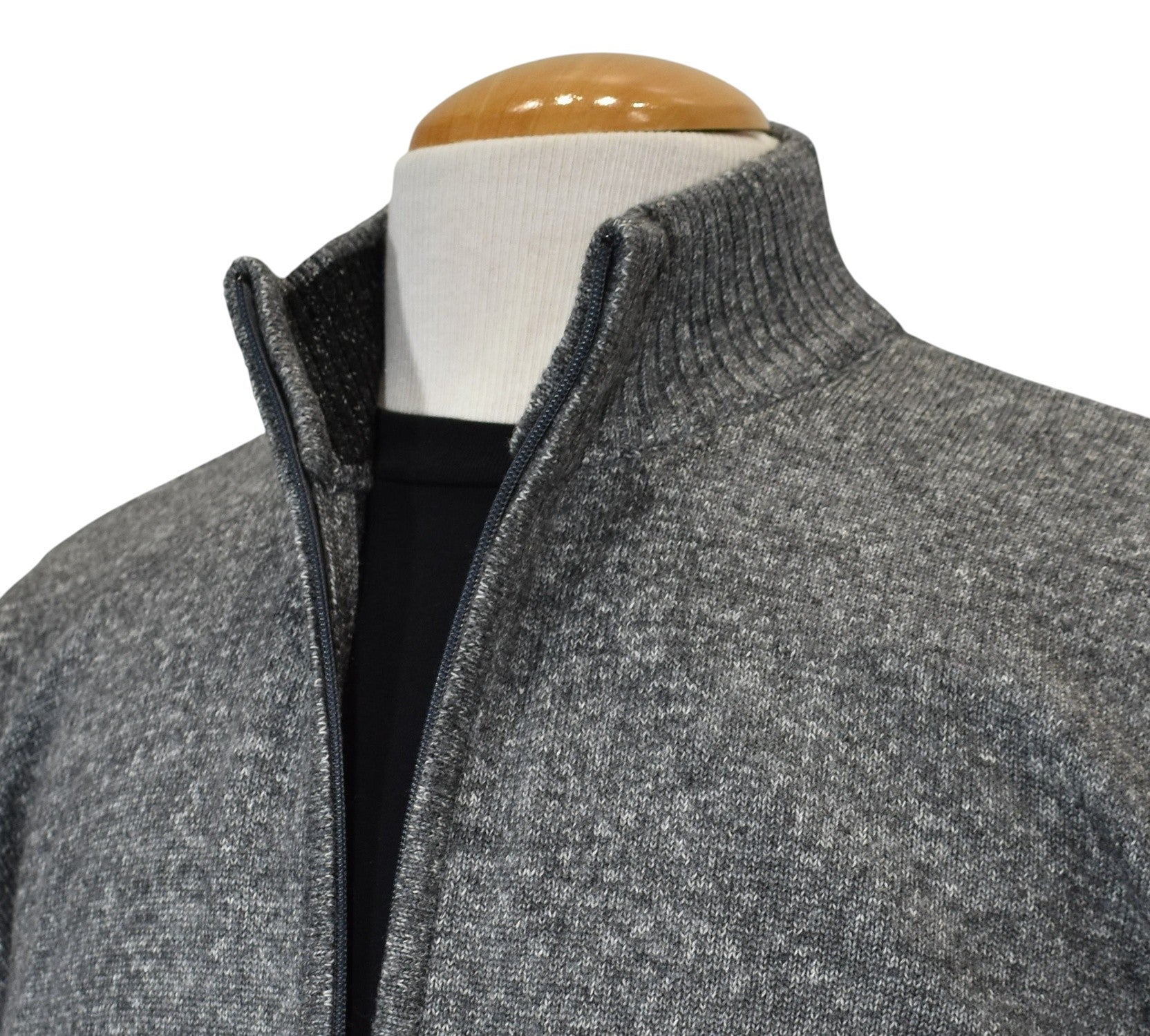 Marcello soft Italian merino wool melange gray cardigan