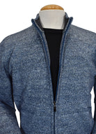 Marcello Indigo melange zip cardigan.