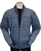 Marcello Indigo melange zip cardigan.