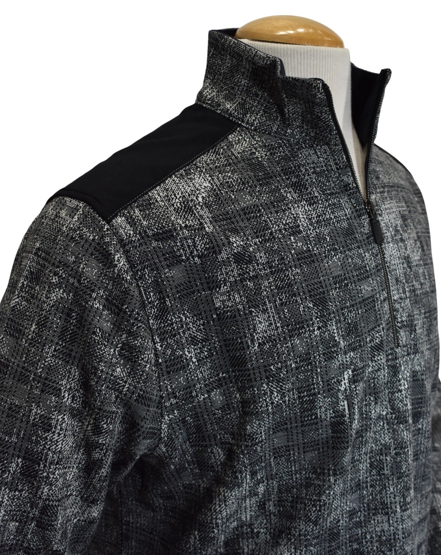 Marcello classic quarter zip in an black/silver/charcoal plaid pattern