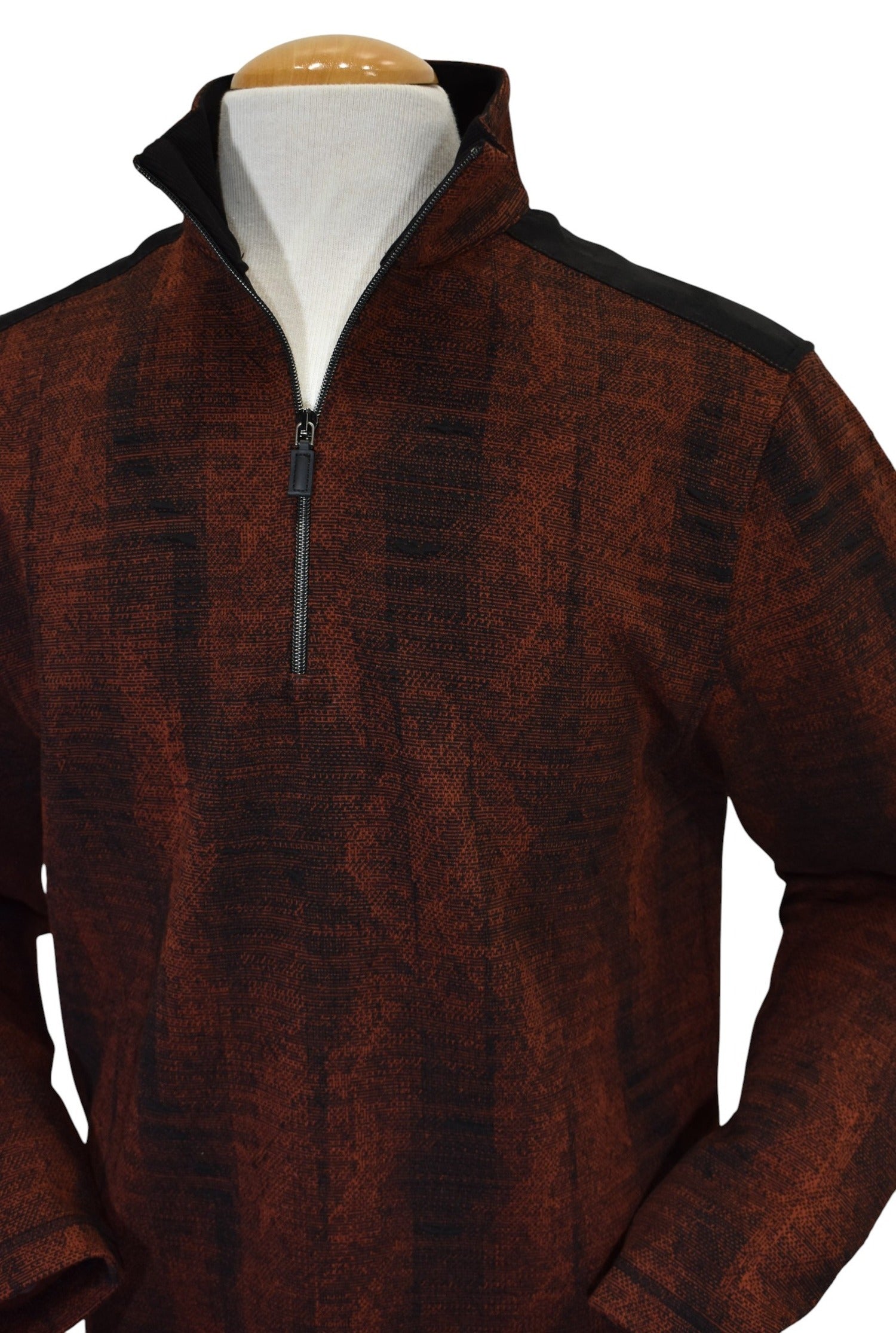 Marcello classic quarter zip in unique rustic abstract pattern