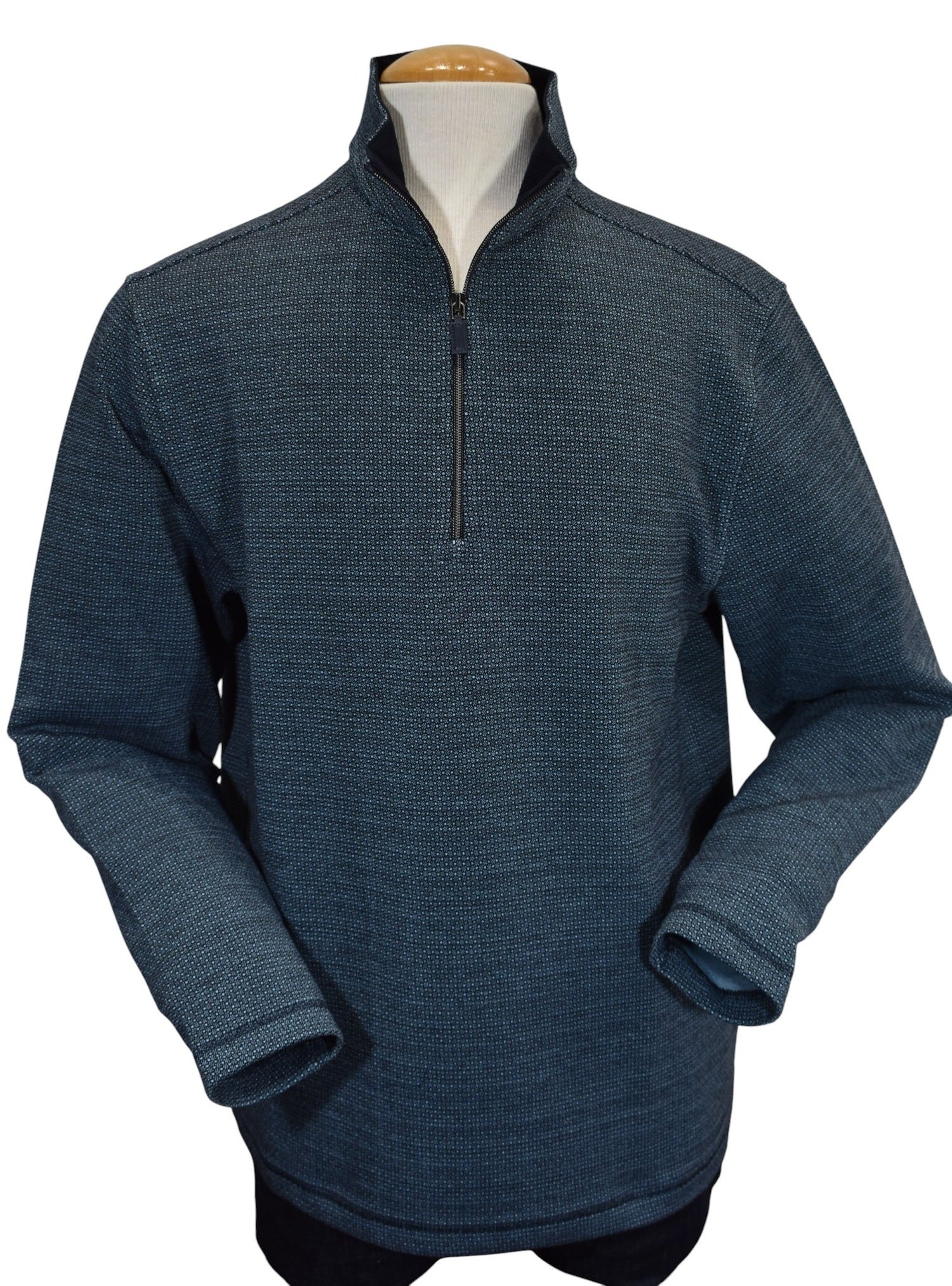Marcello classic quarter zip in an elegant fine dot pattern