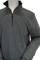 Marcello quarter zip, neat charcoal pattern.