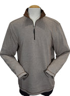 Marcello quarter zip, tan and chocolate neat pattern.