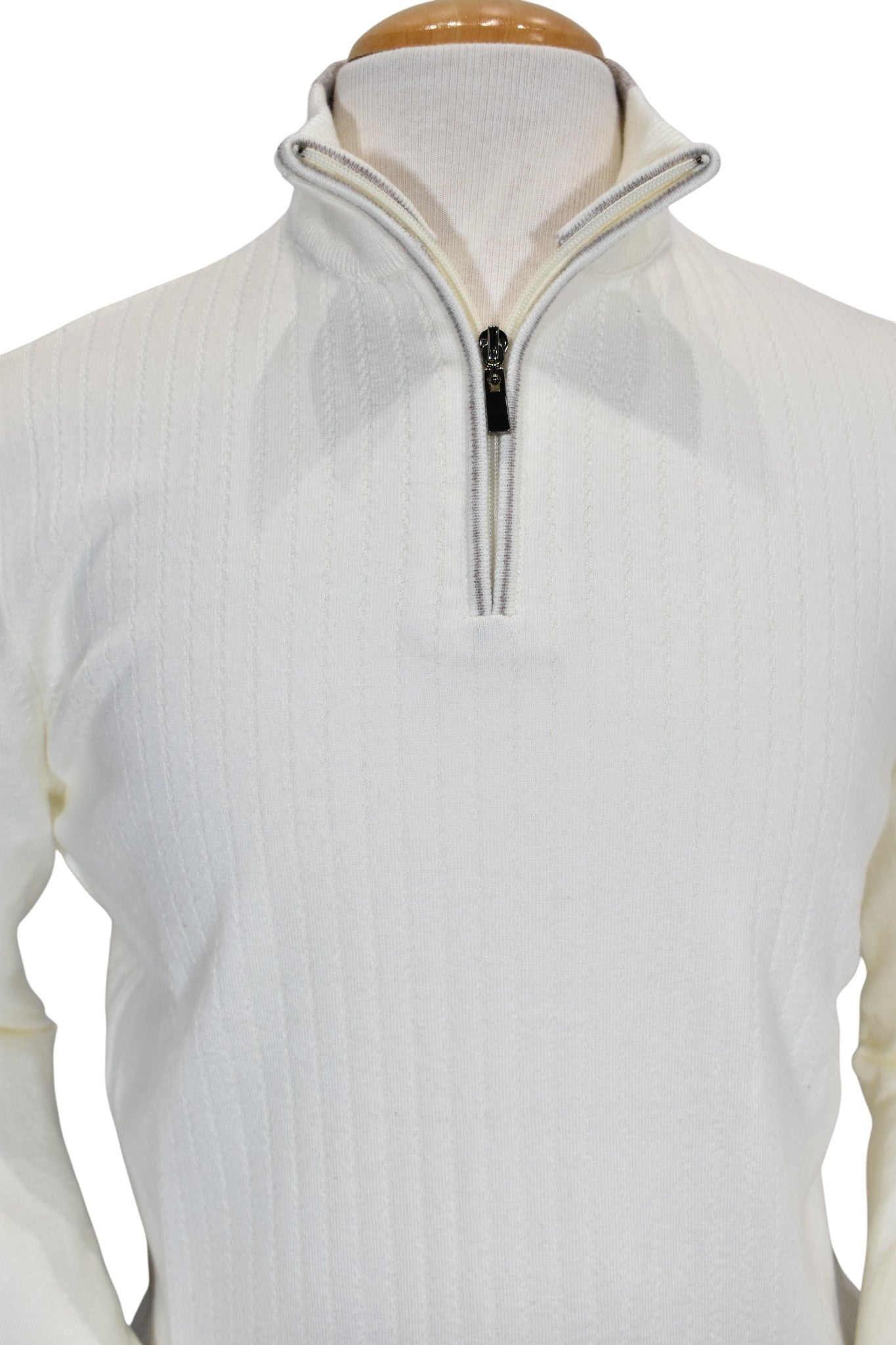 Marcello ivory quarter zip pullover.