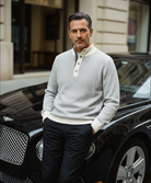 Marcello Ivory button mock pullover.