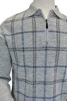 Marcello zip polo gray plaid.