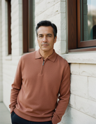 Marcello copper zip polo pullover.