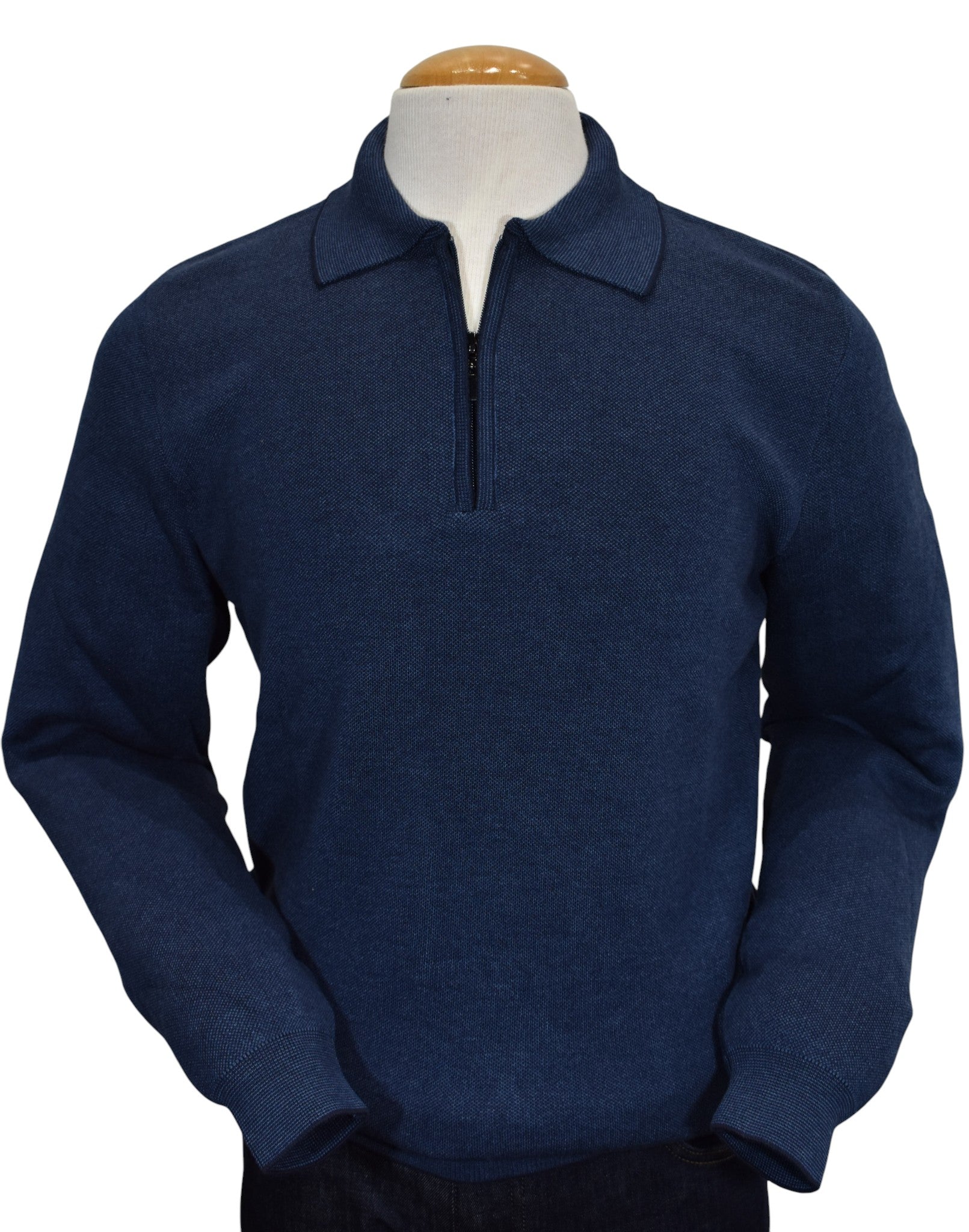 Marcello navy zip polo pullover.
