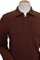 Marcello rust zip polo pullover