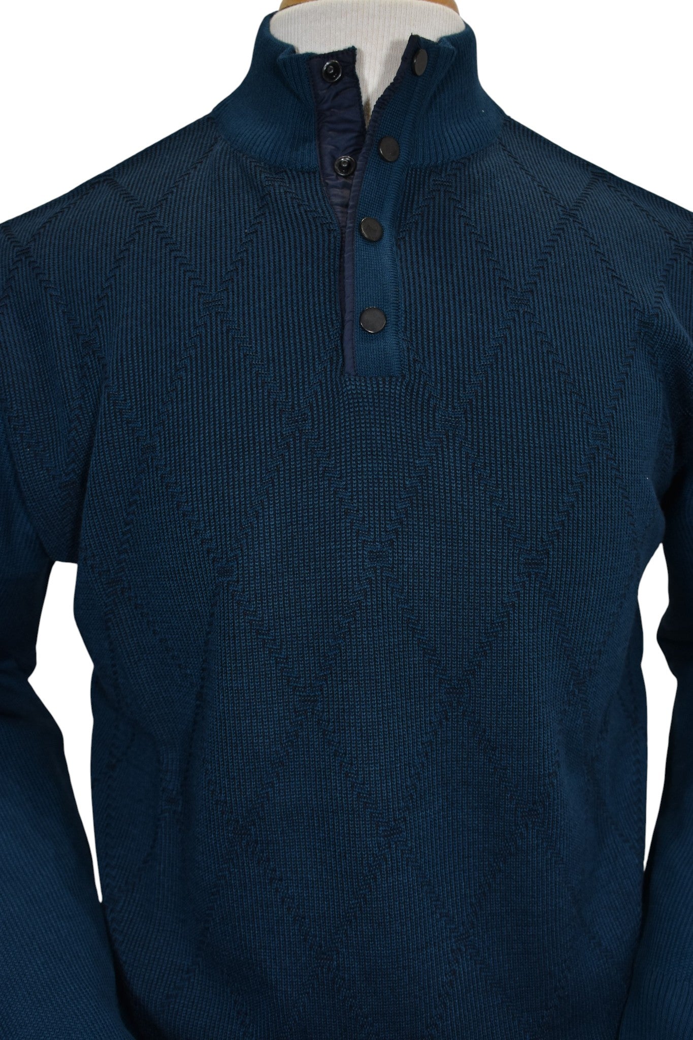 Marcello emerald button mock pullover.