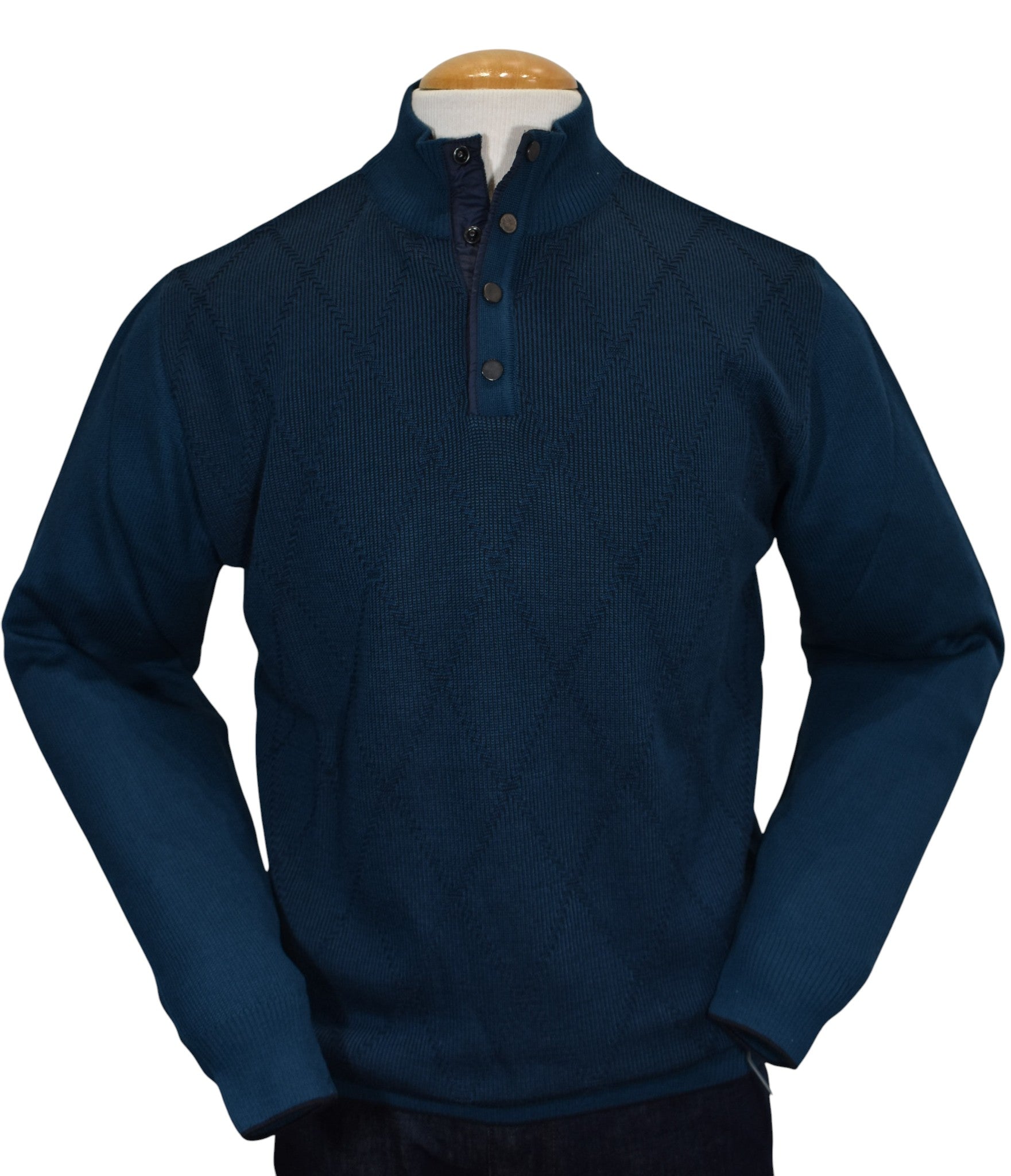 Marcello emerald button mock pullover.
