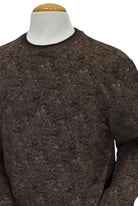 Marcello chocolate abstract crew neck pullover sweater.