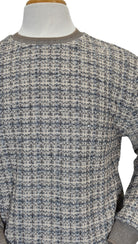 Marcello tan mix weave crew neck pullover sweater.