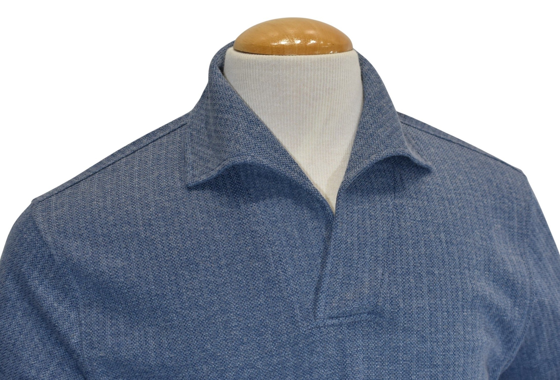 Marcello indigo open polo pullover sweater.