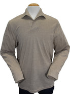 Marcello mocha open collar pullover sweater.