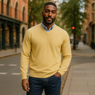 For something timeless and classic, look no further than our signature v-neck light layer, made from ultra-soft Italian cotton with a two-color mixed yarn look for added depth, by Marcello.