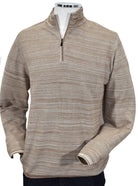 Stay warm and look cool in the 869 Missino Mixed Zip Mock. The ultra merino blended yarn has a soft hand feeling and the unique style creates a sporty image for a Saturday night out on the town. The active image is enhanced with exceptional knitting to match the pattern across the chest and sleeves.  Classic fit.  Available in Tan or Wine