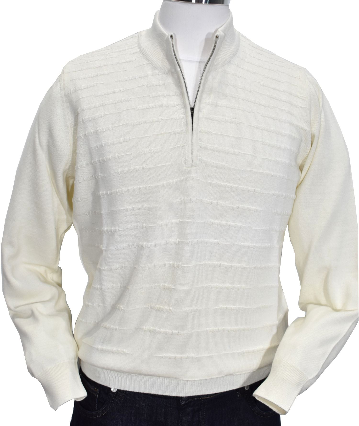 Half zip white sales sweater