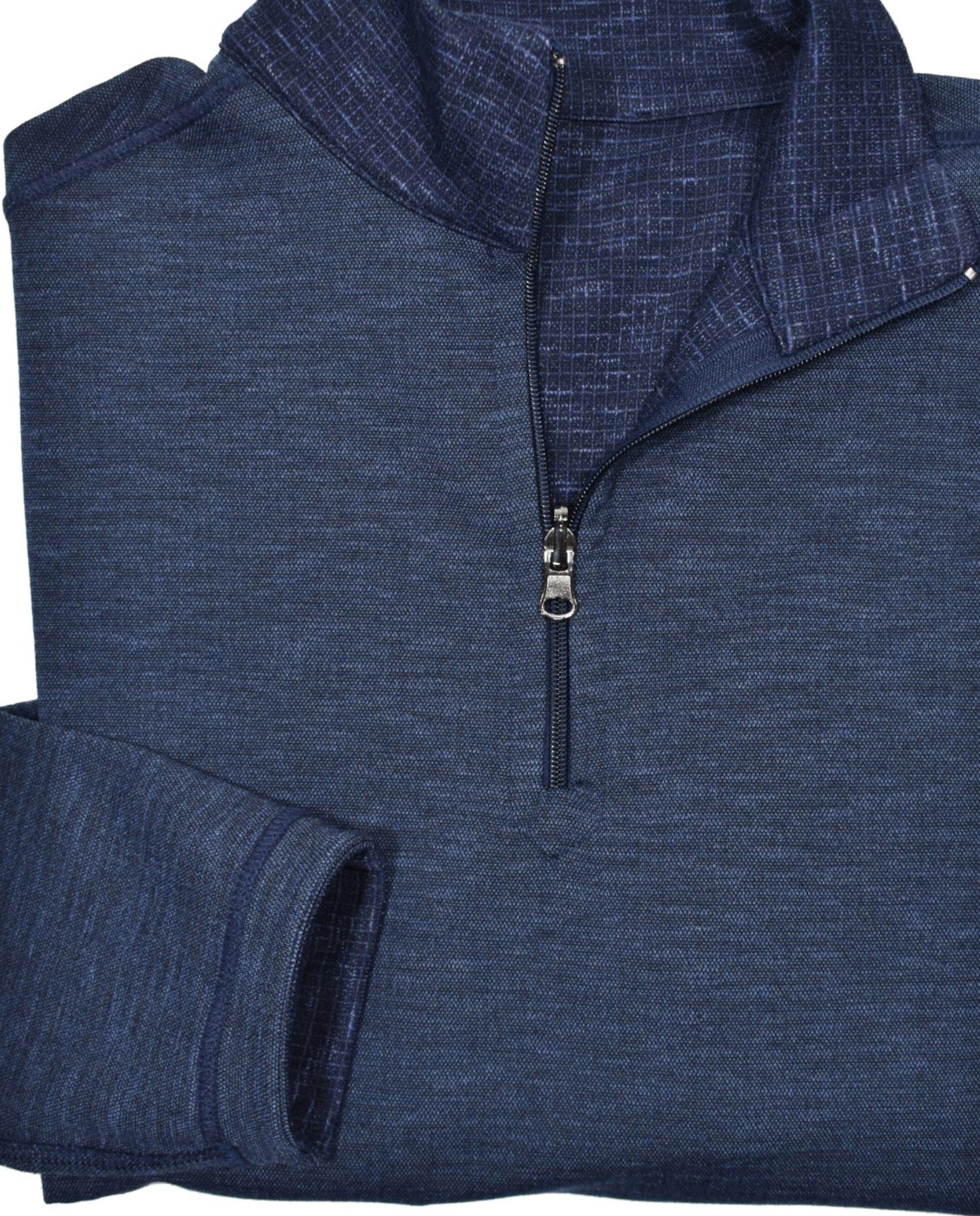 Get the best of both worlds with a Marcello Navy Reversible Quarter Zip. Featuring a classic navy finish on one side and stylish indigo accents on the other, this versatile quarter zip offers two looks in one. Complete with welted fashion seams and a tubular finish, it's the perfect addition to your wardrobe.