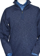 Get the best of both worlds with a Marcello Navy Reversible Quarter Zip. Featuring a classic navy finish on one side and stylish indigo accents on the other, this versatile quarter zip offers two looks in one. Complete with welted fashion seams and a tubular finish, it's the perfect addition to your wardrobe.