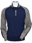 Upgrade your wardrobe with Marcello's 914 Amalfi Collection Mocha Navy-Taupe engineered quarter zip. Designed by our Unica Milano team, this Italian-made quarter zip is made from a luxurious merino wool blend that is lightweight, soft, and sophisticated. The engineered model features a contrast effect for a touch of timeless style. Elevate your fashion game with this classic piece.