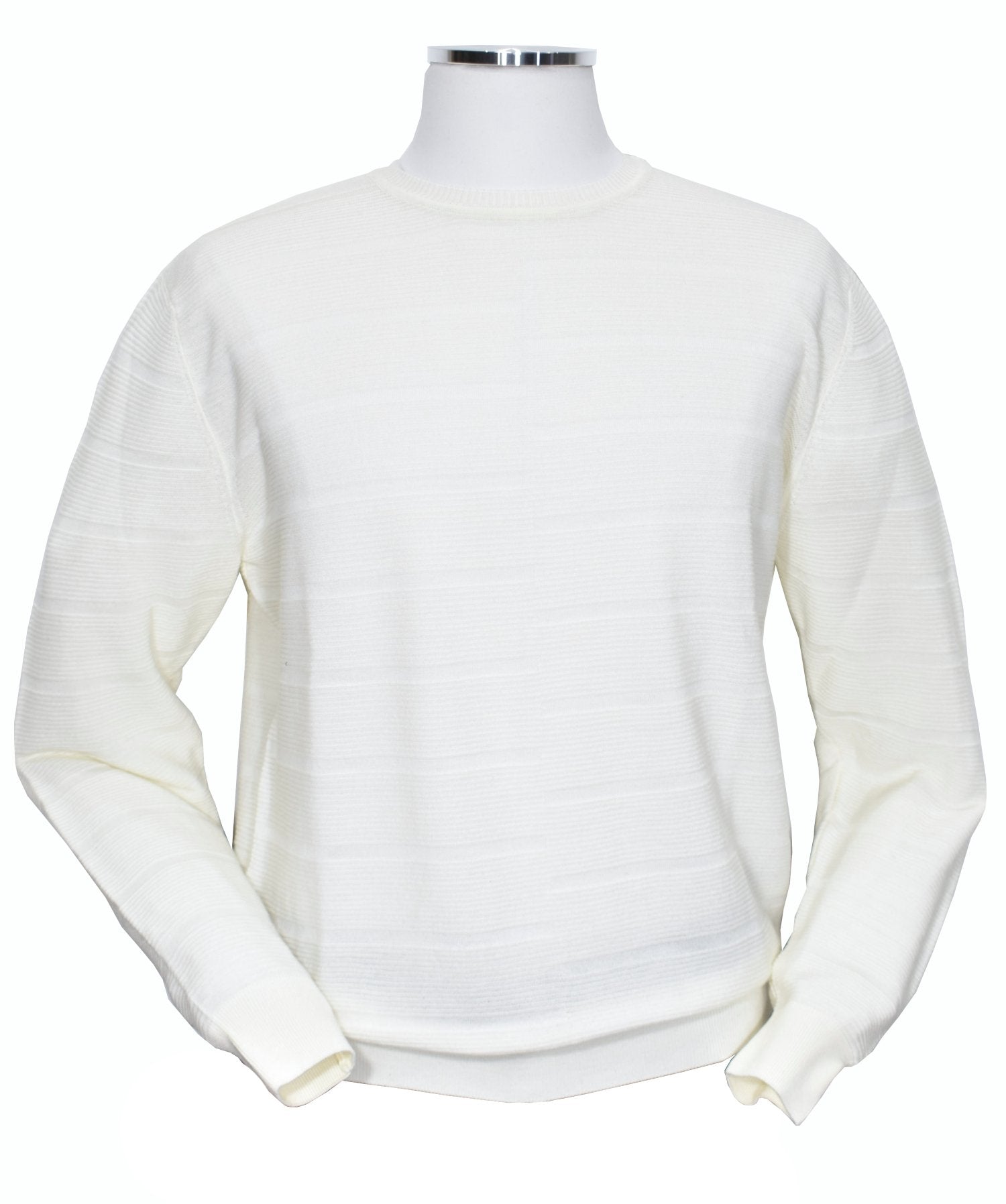 The Marcello Bayfront Tonal Jacquard is a versatile long sleeve knit made from a luxurious Italian merino wool blend. Its clean horizontal jacquard pattern adds a touch of sophistication, making it perfect for both casual and dress events. Pair it with any bottoms for a comfortable and stylish look.