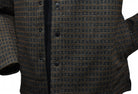The perfect combination of chocolate and black with a touch of tan in a cool contemporary snap front shacket model by Marcello.