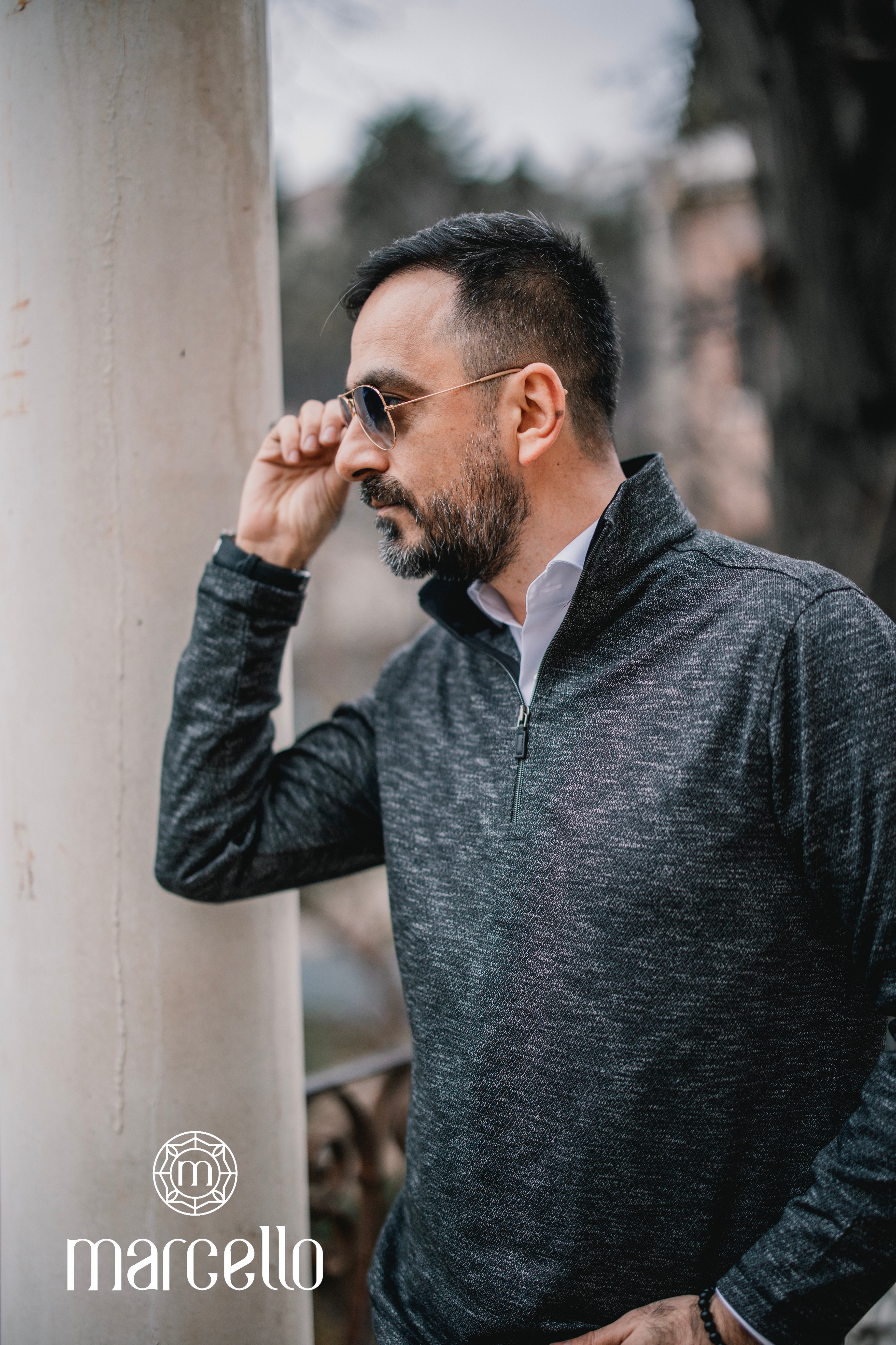 Experience timeless style with the Marcello Bodrum Slate Quarter Zip