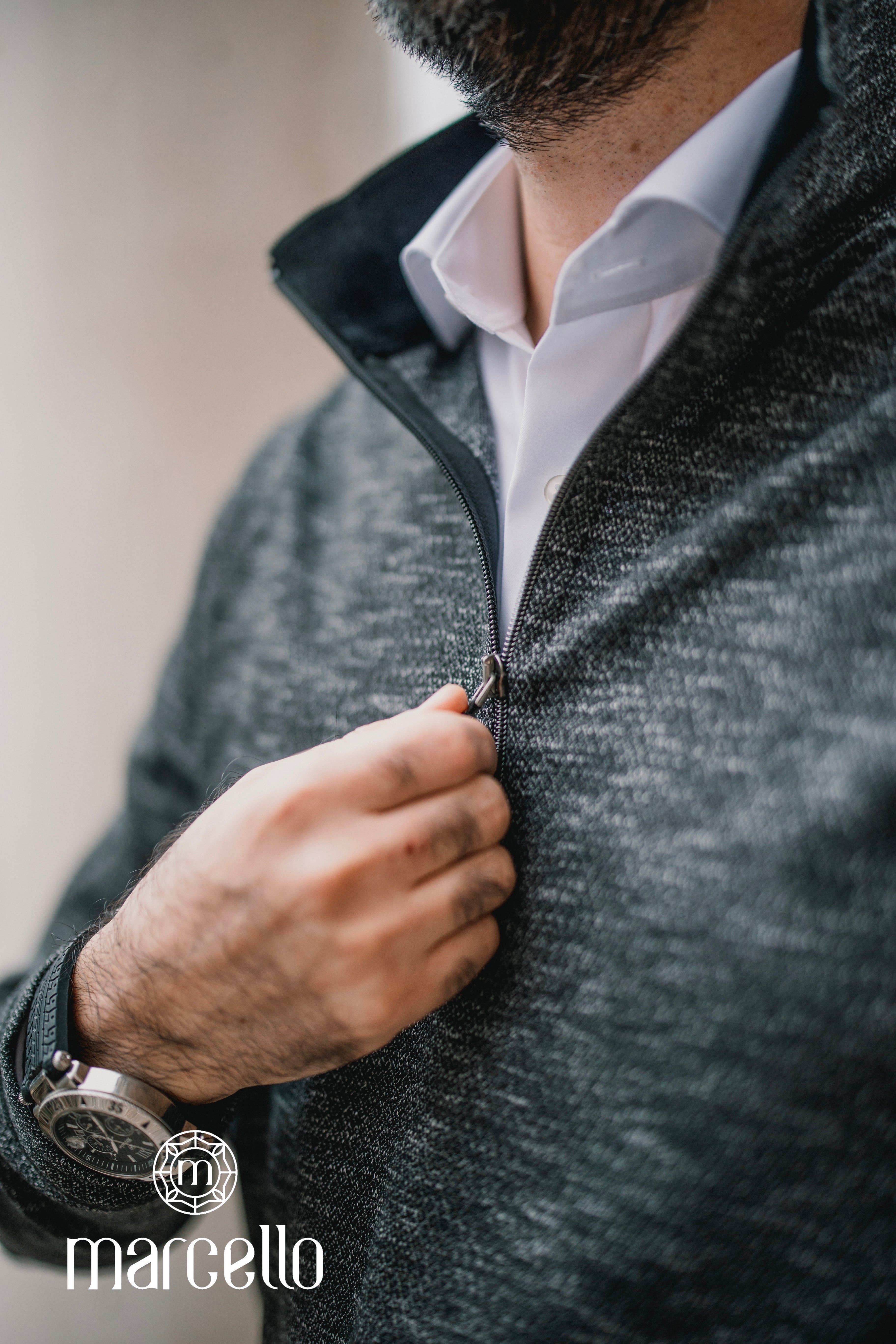 Experience timeless style with the Marcello Bodrum Slate Quarter Zip
