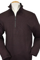 Experience the luxurious blend of soft cotton and viscose in our Marcello Monaco Wine Diamond Quarter Zip. 