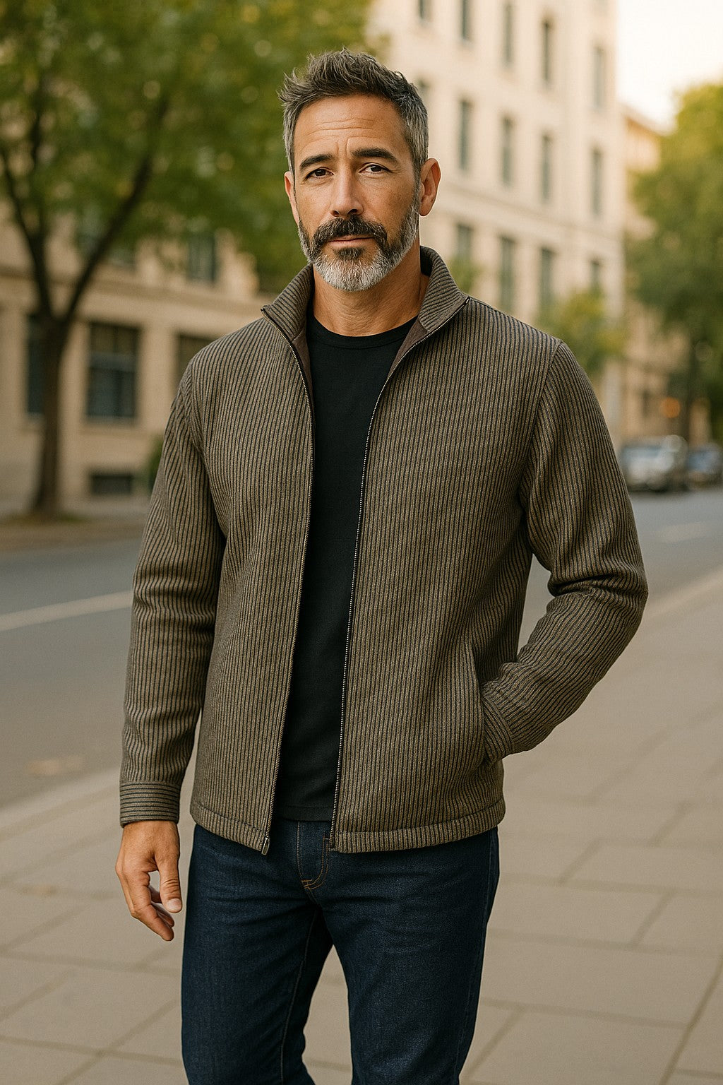 Experience luxury and sophistication with the Marcello Scott Bronze Cardigan.