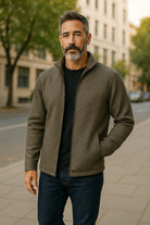Experience luxury and sophistication with the Marcello Scott Bronze Cardigan.