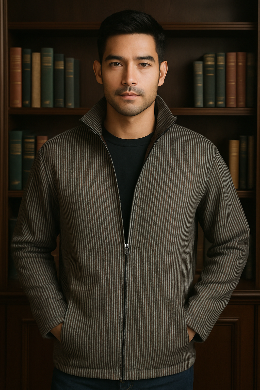 Experience luxury and sophistication with the Marcello Scott Bronze Cardigan.
