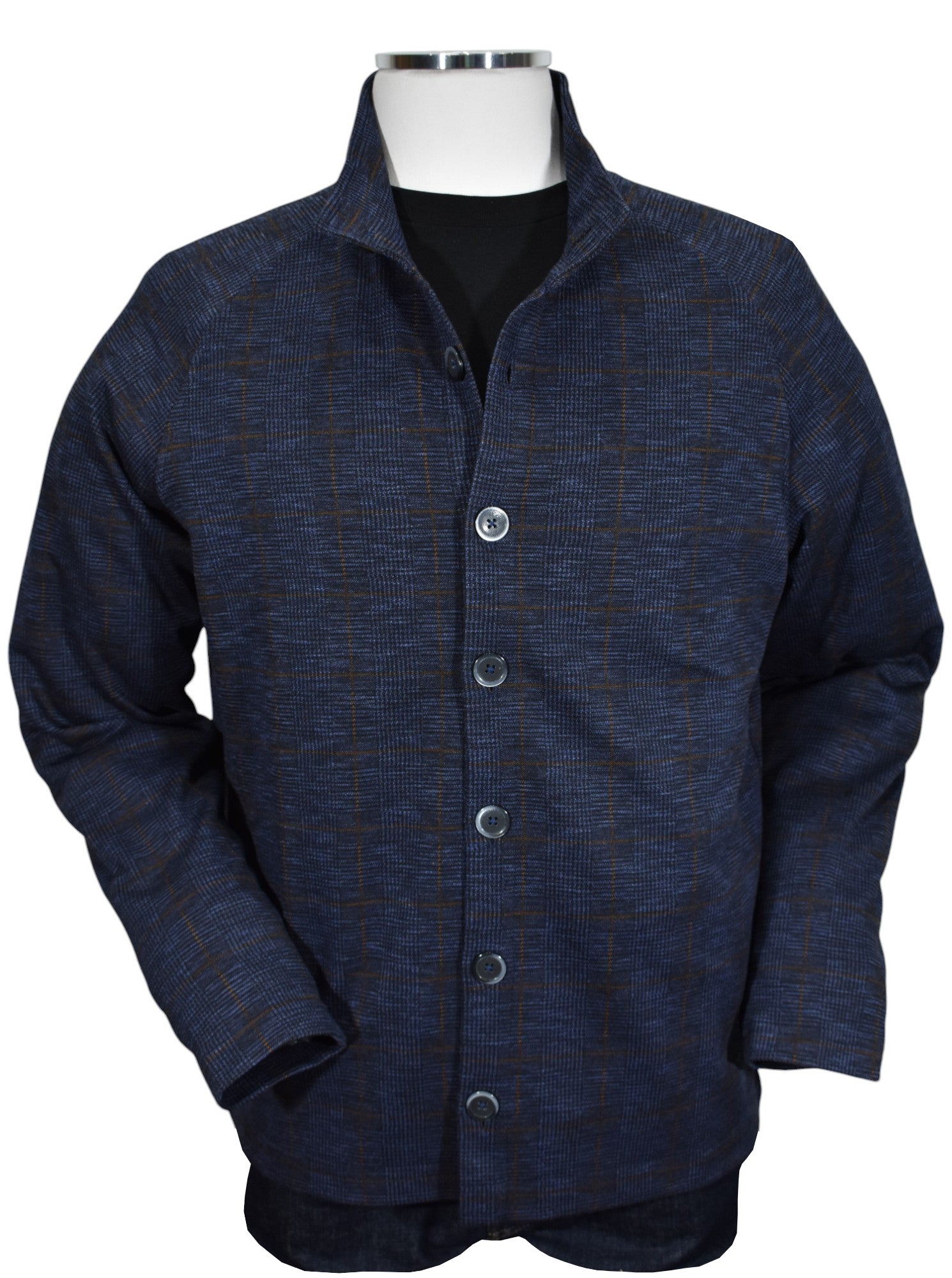 Experience ultimate comfort and style with the Marcello Garda Indigo Plaid Cardigan.