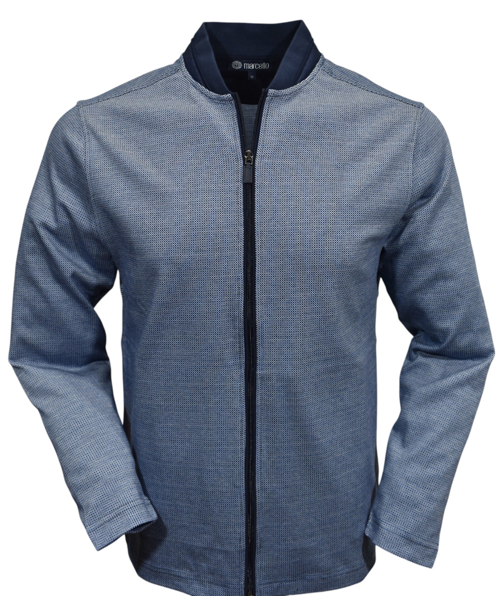 Marcello navy print zip cardigan.