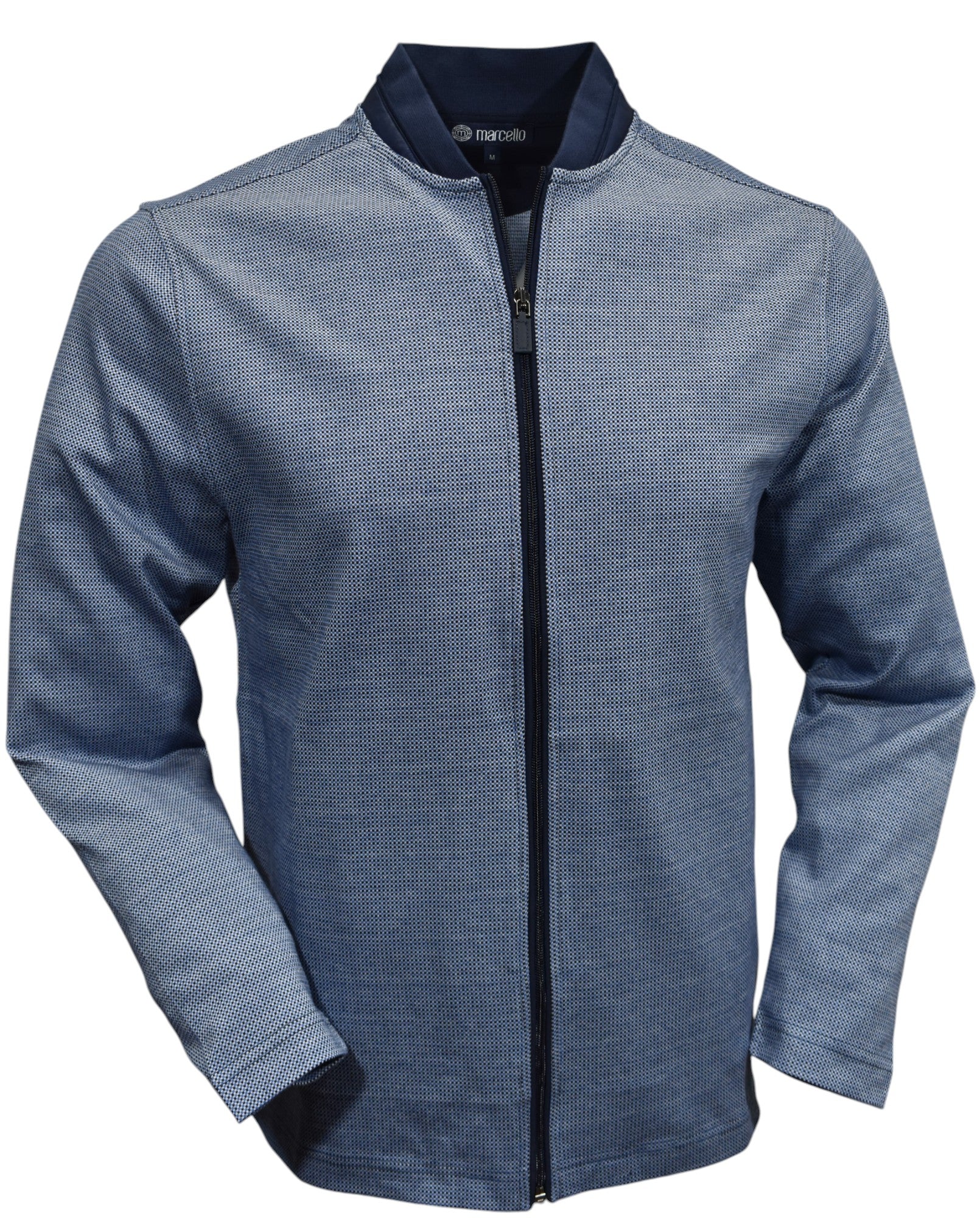 Marcello navy print zip cardigan.