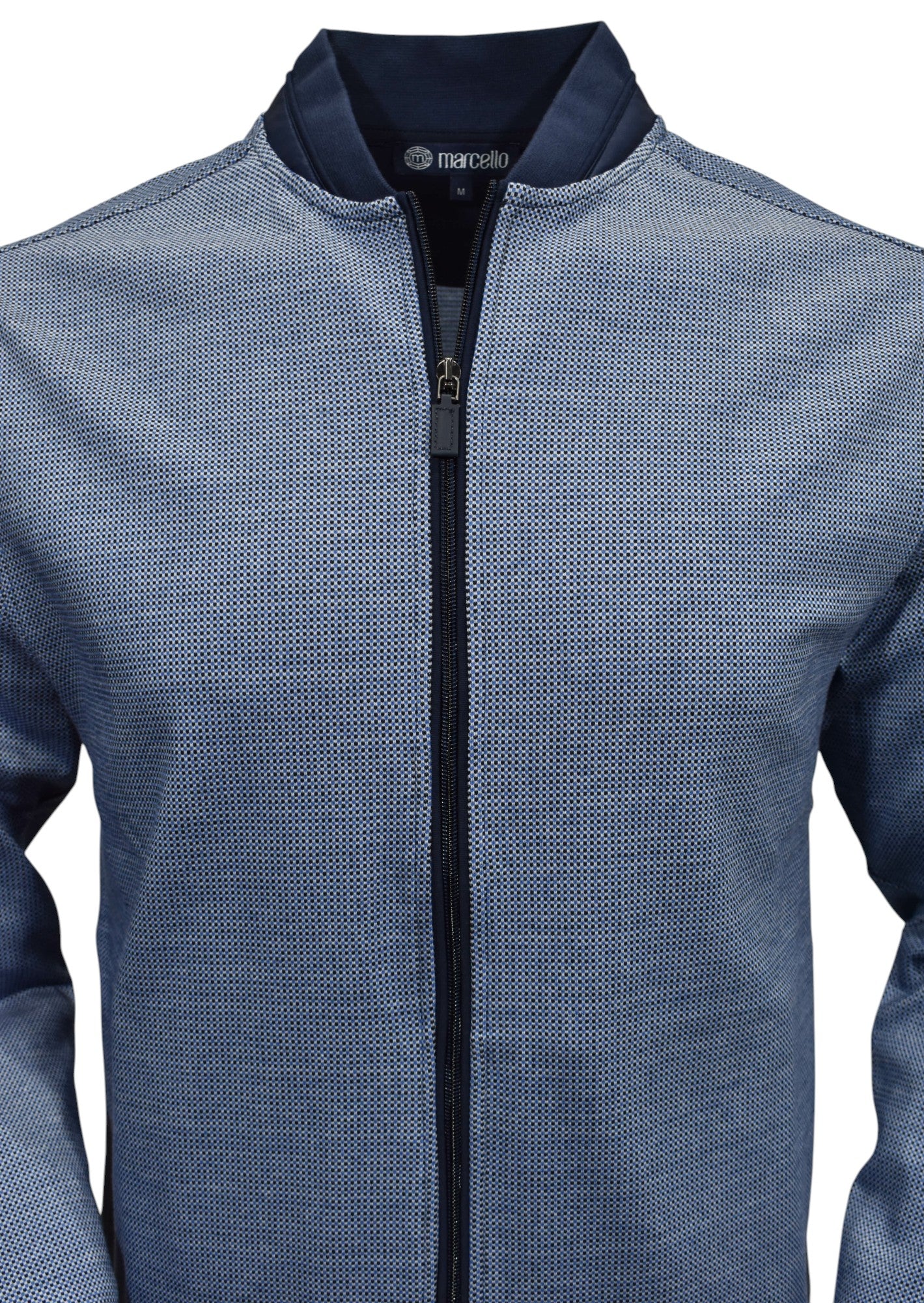 Marcello navy print zip cardigan.